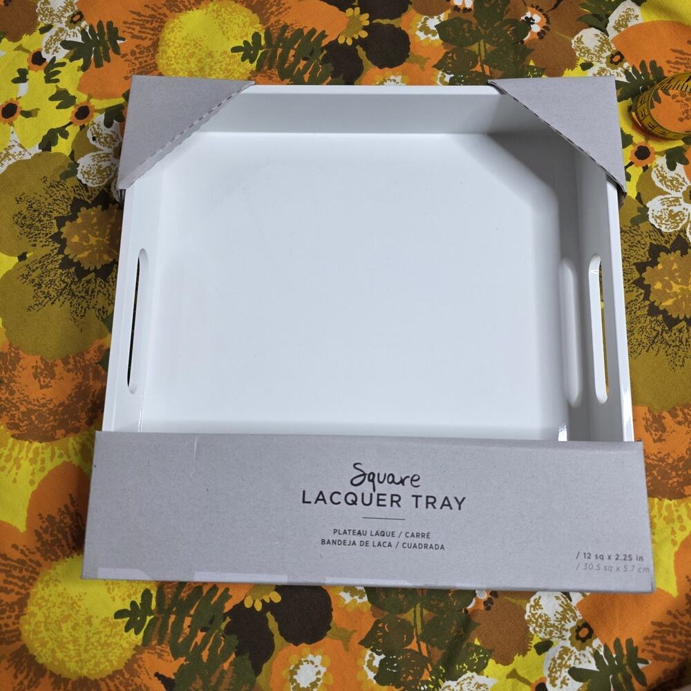 West Elm White Square Lacquer Tray 12" Modern Decor - Picture 3 of 7